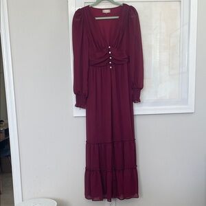 Altar'd State Deep Red Long Sleeve maxi Dress